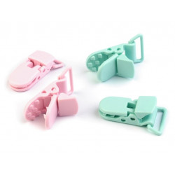 2 Hosenträgerclips Schnullerclips Plastik pastell